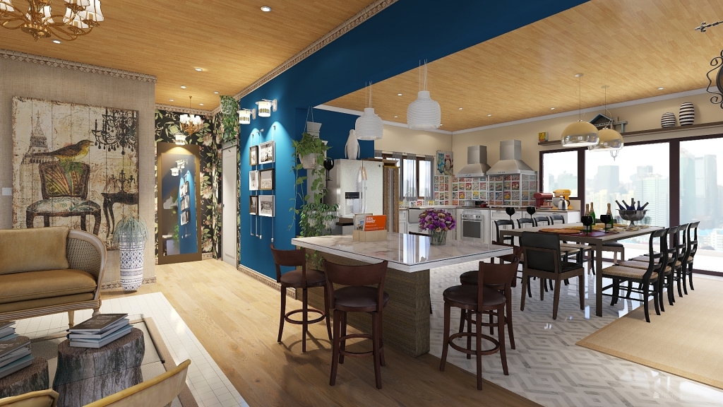 Expansion room kitchen, residence 3d design renderings