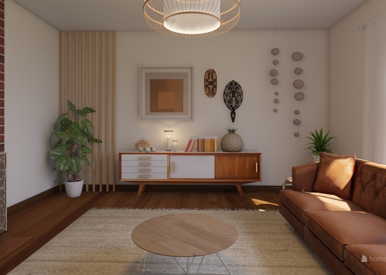 Boho Living Room Design Rendering