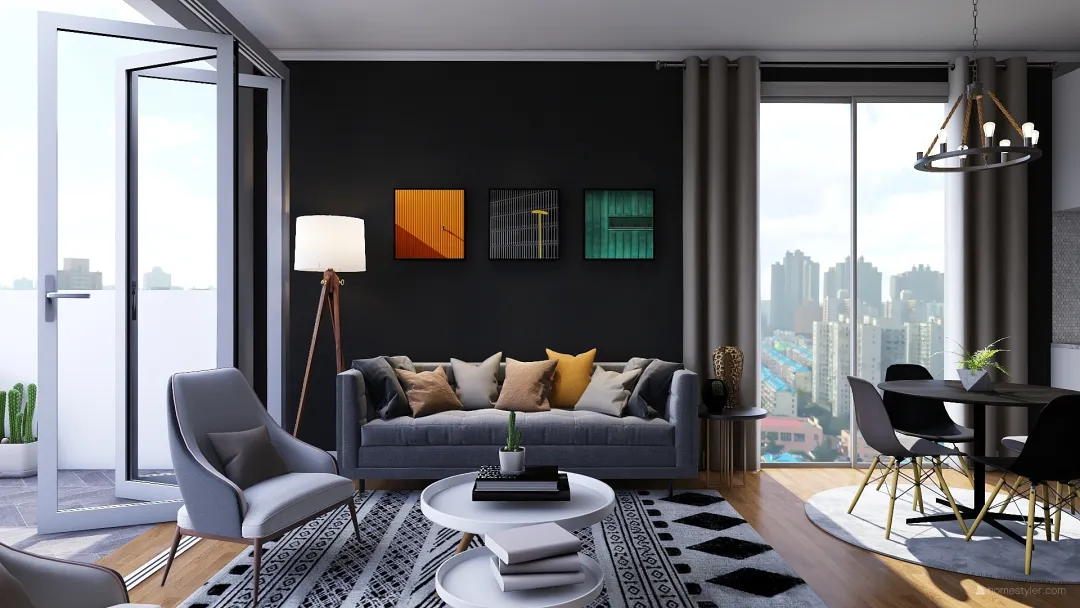 Uptown Apartment 3d design renderings