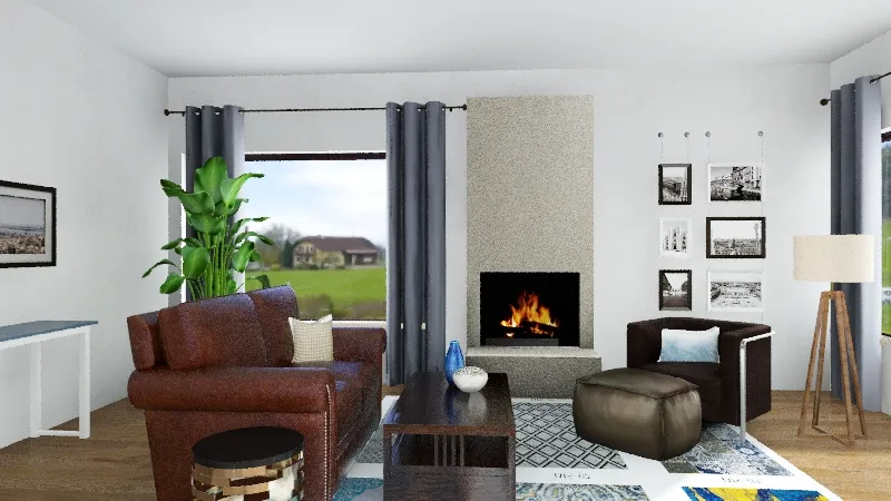Carreon Living Room/Office 3d design renderings