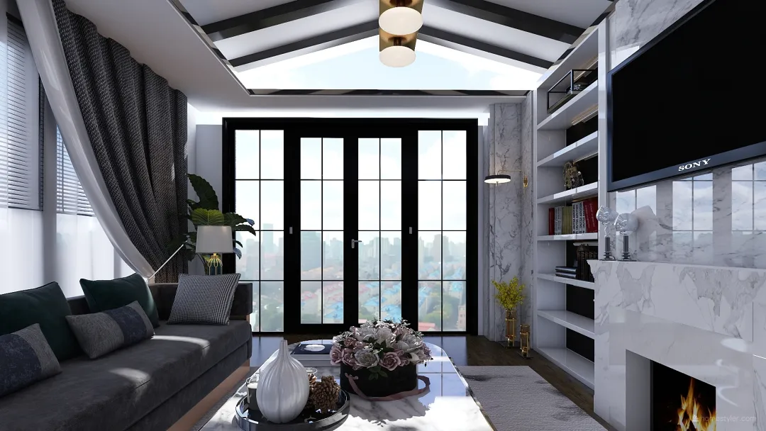 Modern Living Room 3d design renderings
