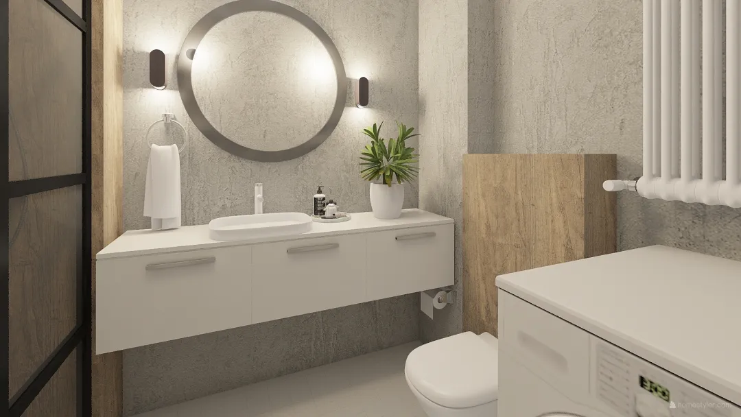 łazienka2 ciemny beton 3d design renderings