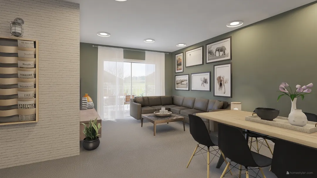 Green wall apartment 3d design renderings