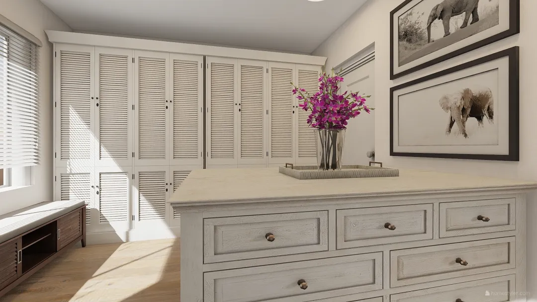 A beautiful closet & bathroom by The Style Brush 3d design renderings