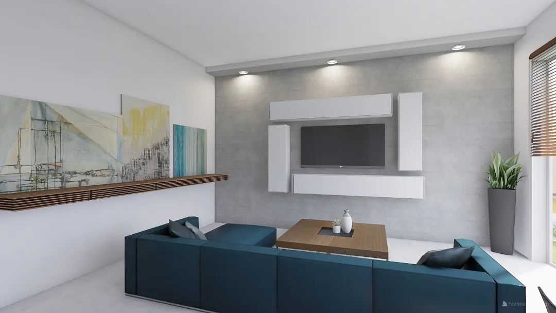 salon betonowy 3d design renderings