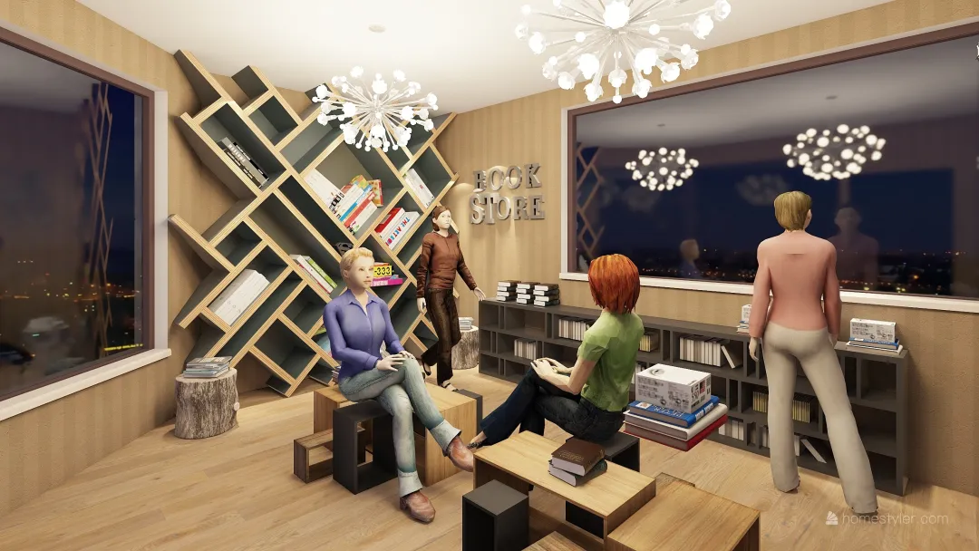 bookstore 3d design renderings
