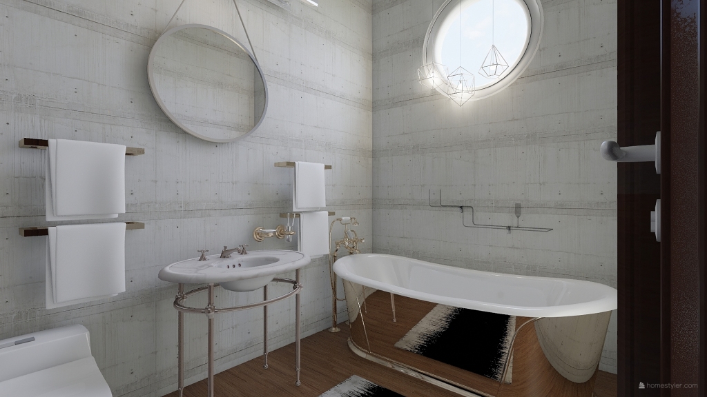Industrial Beige Bathroom 3d design renderings