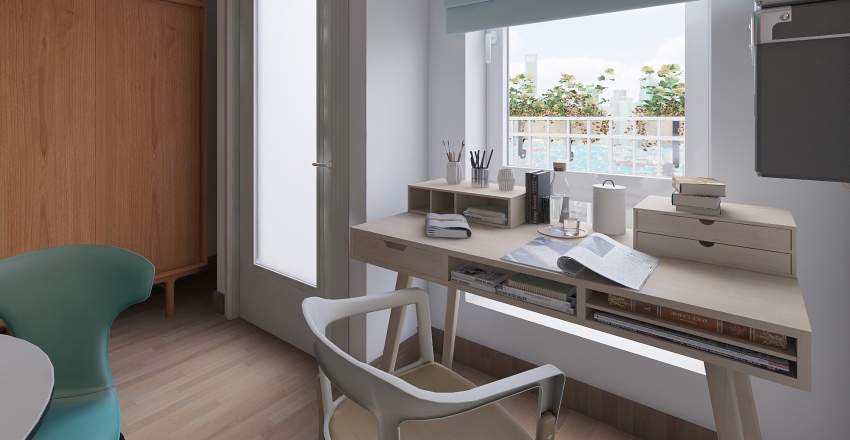 BILOCALE IN GIALLO E BLU Interior Design Render
