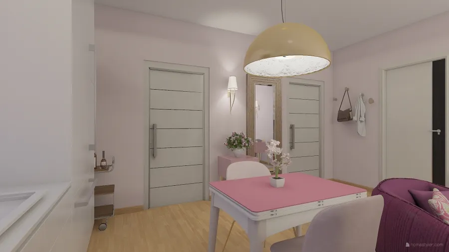 Living-Dining-Kitchen 3d design renderings