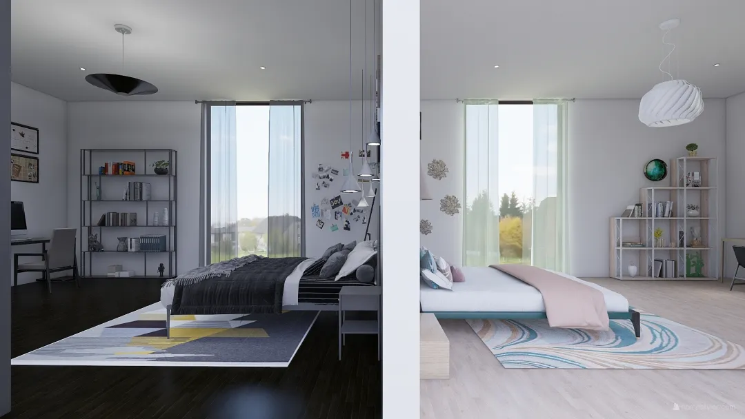 Mirror rooms 3d design renderings