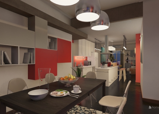 Διαμπερές διαμέρισμα στην Αθήνα (bright appartment) Design Rendering