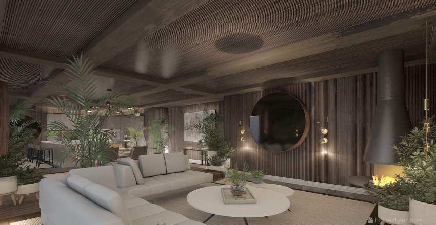 Farmhouse Modern TropicalTheme White Green WoodTones Beige Unnamed space 3d design renderings