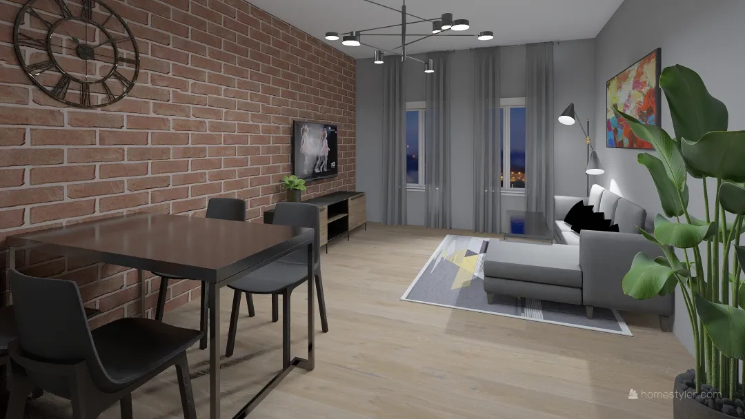 Industrial apartament 2 3d design renderings