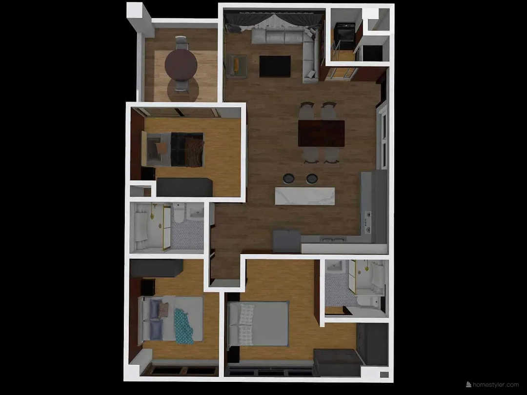 3 Habitaciones 3d design renderings