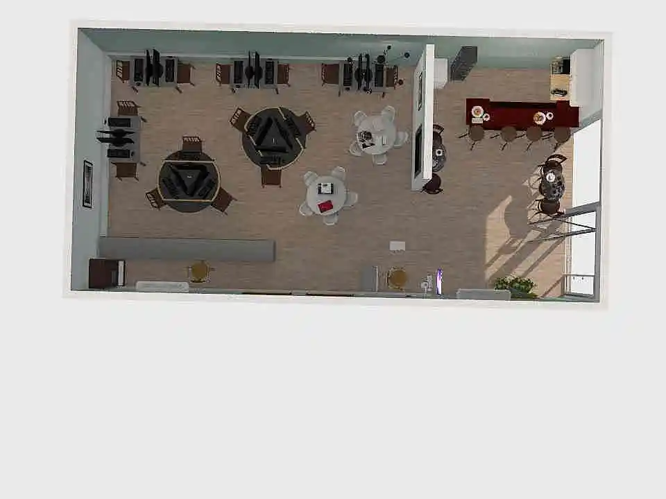plano de un ciber cafe 3d design renderings