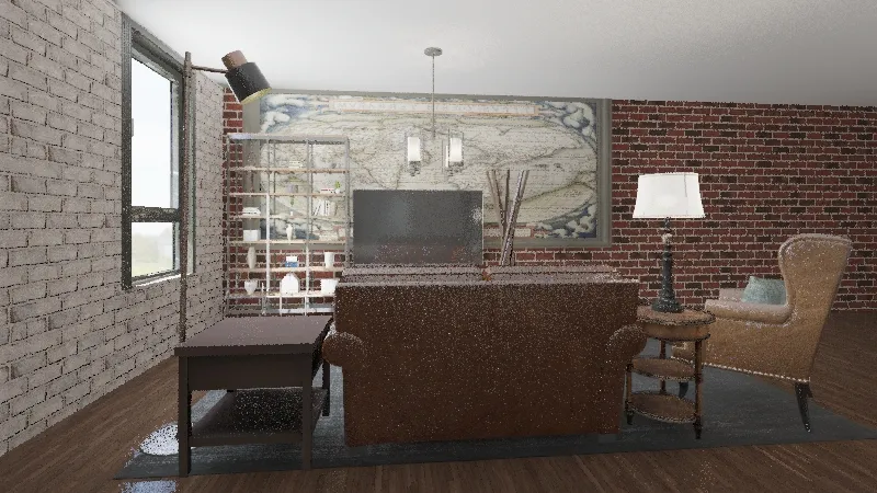 Apartment Couple Industrial 3d design renderings