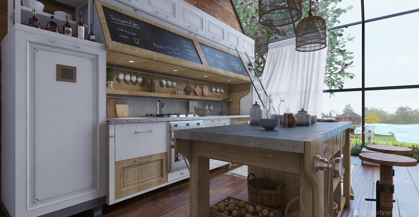 Rustic Farmhouse WabiSabi Beige WoodTones Unnamed space 3d design renderings