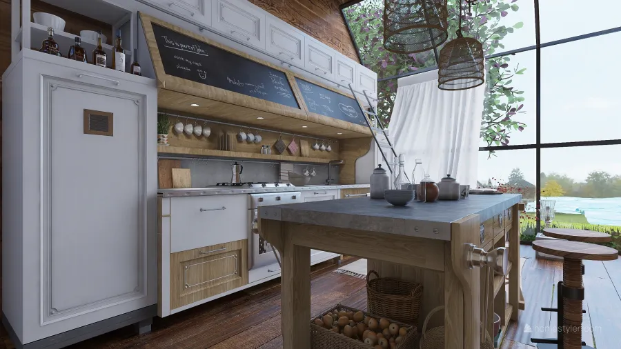 Rustic Farmhouse WabiSabi Beige WoodTones Unnamed space 3d design renderings