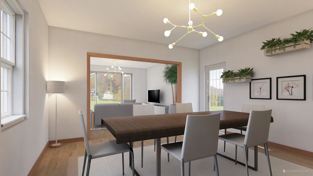 soggiorno e sala da pranzo 3d design renderings