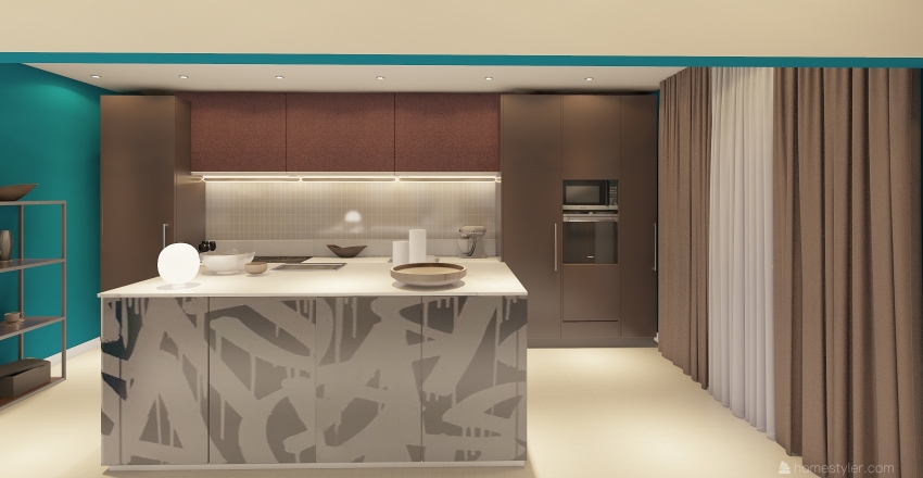 Ambiente unico con cucina a vista Interior Design Render