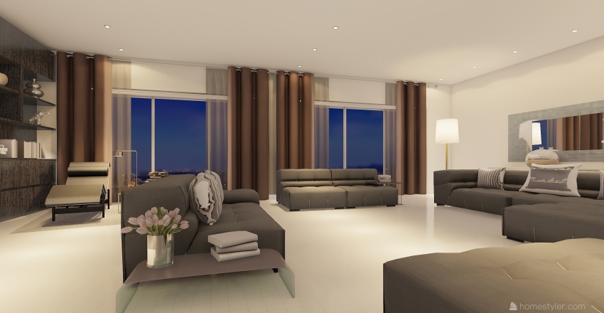 Ambiente unico con cucina a vista Interior Design Render