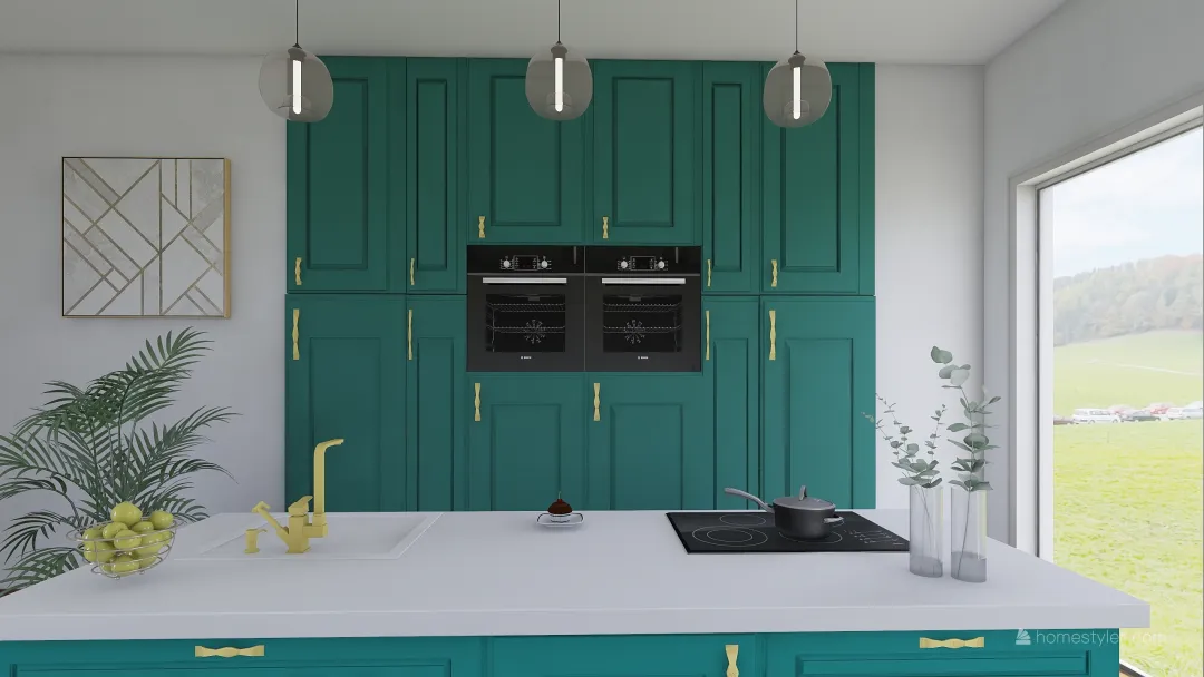 green kitchen 3d design renderings