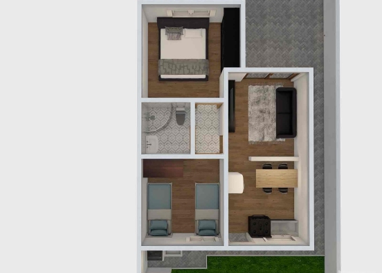 Casa 50m - Umuarama 2 - Quarto Maior Design Rendering