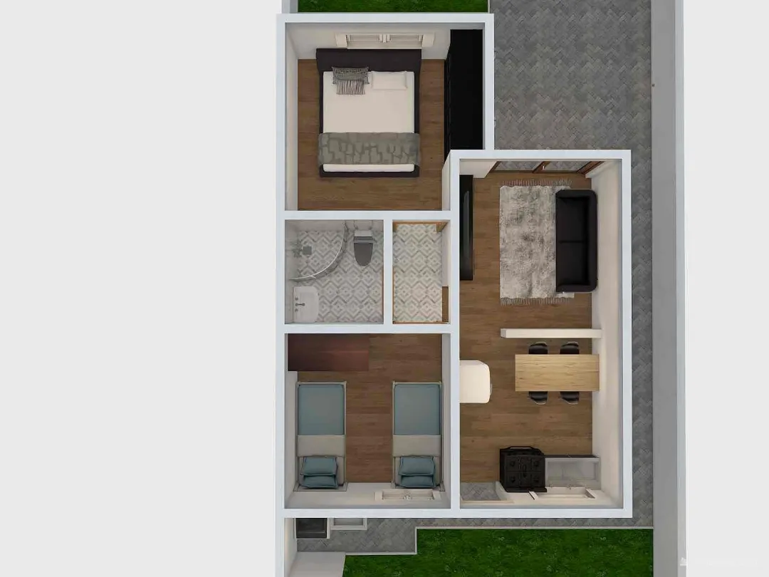 Casa 50m - Umuarama 2 - Quarto Maior 3d design renderings