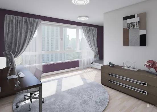 Purple Modern Bedroom Design Rendering