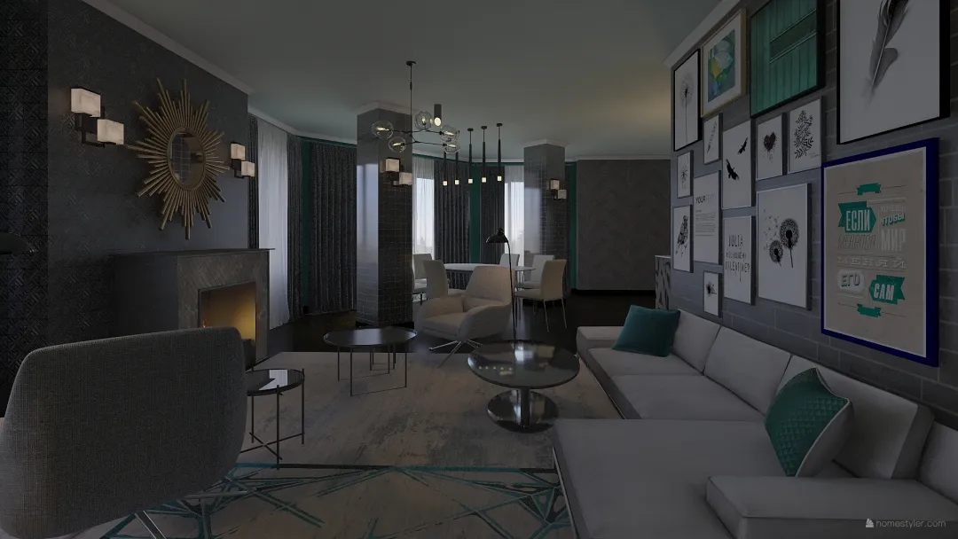Квартира в стиле лофт 3d design renderings