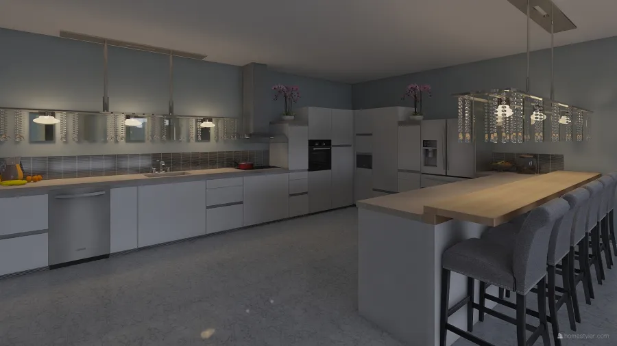 Kitchen/Diner/Living Room 3d design renderings
