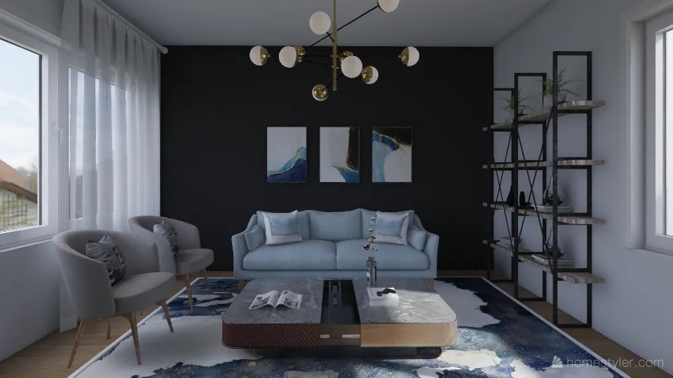 blue room 3d design renderings