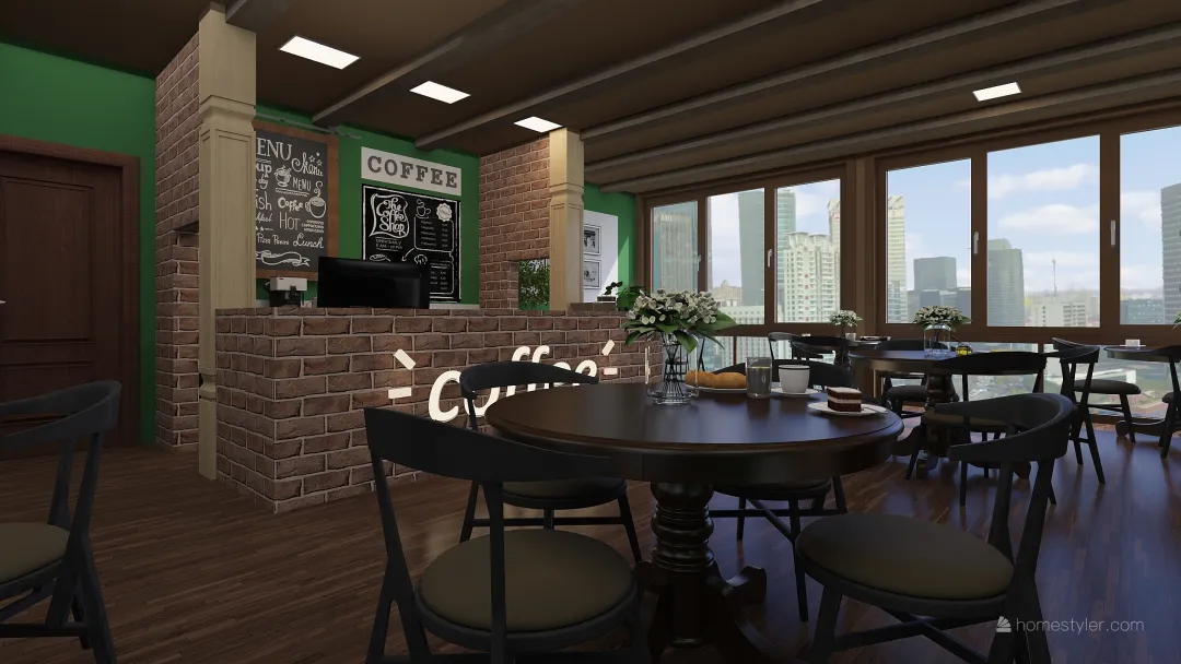 City Cafe 3d design renderings