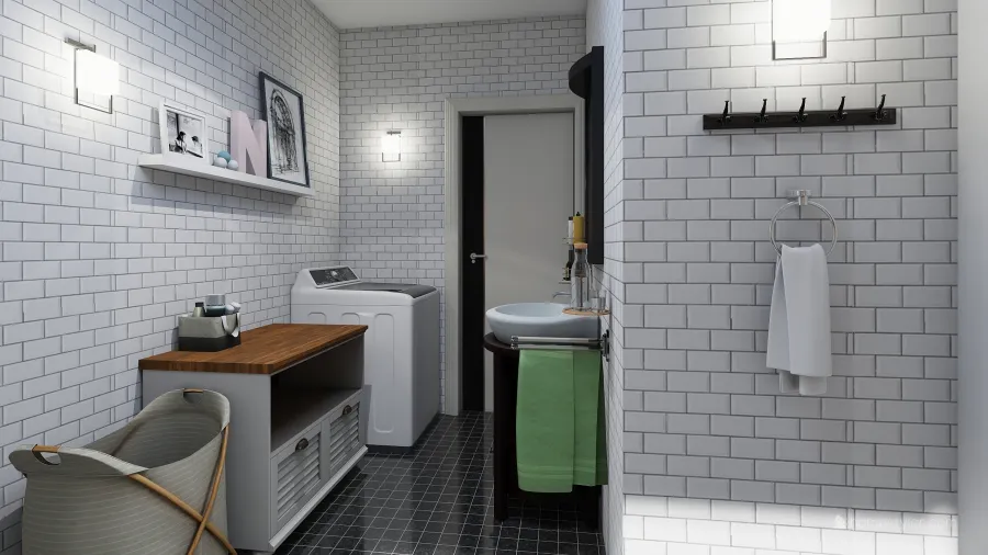 Modern Bauhaus Black White Bathroom 3d design renderings