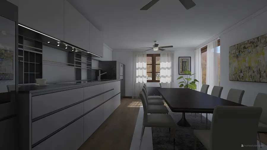 Living Dining Kitchen 3d design renderings
