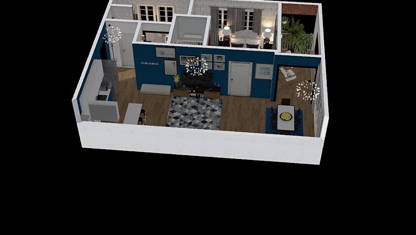Apartment with balcony 3d design picture 76.75