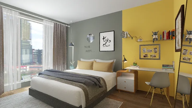 yellow bedroom 3d design renderings