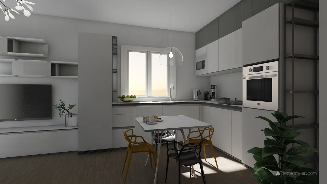 cucina con doppia colonna 3d design renderings