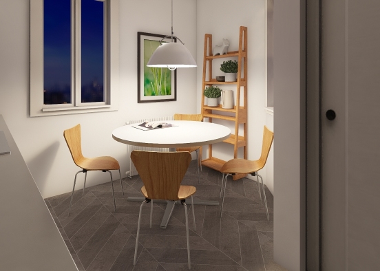Small Kitchen & Dining Area Design Rendering