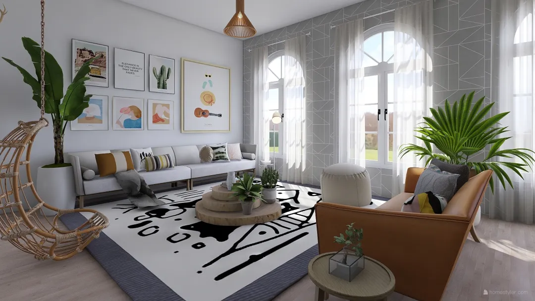 One Floor Home 3d design renderings