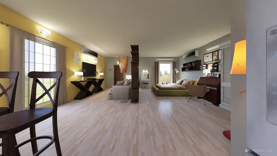one room Apartment 3d design renderings
