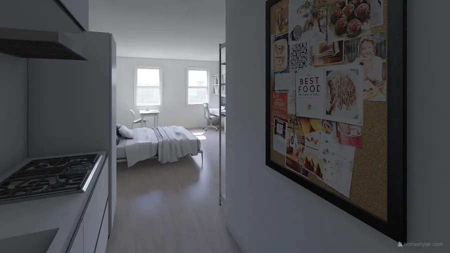 One room apartment 3d design renderings