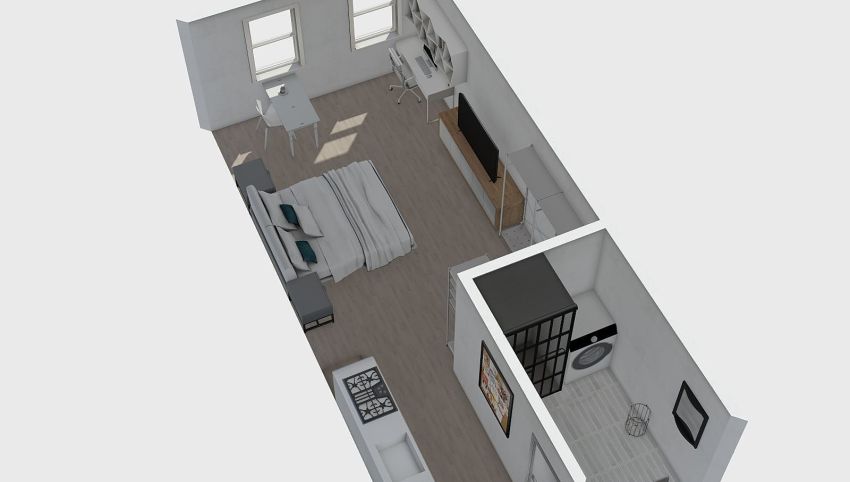 One room apartment 3d design picture 39.82