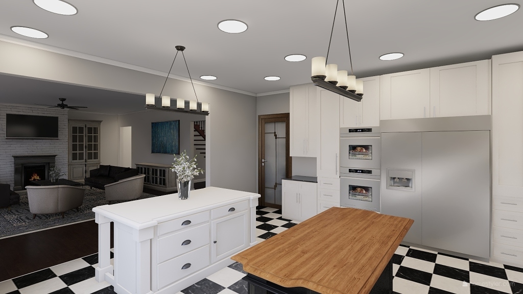 Checkered Kitchen Floors 3d design renderings