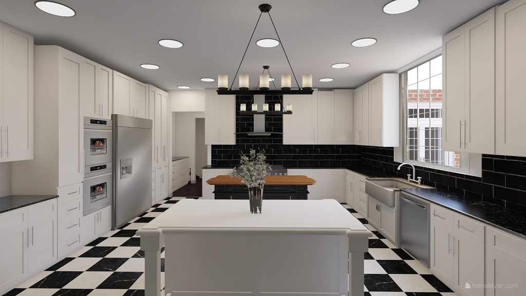 Checkered Kitchen Floors 3d design renderings