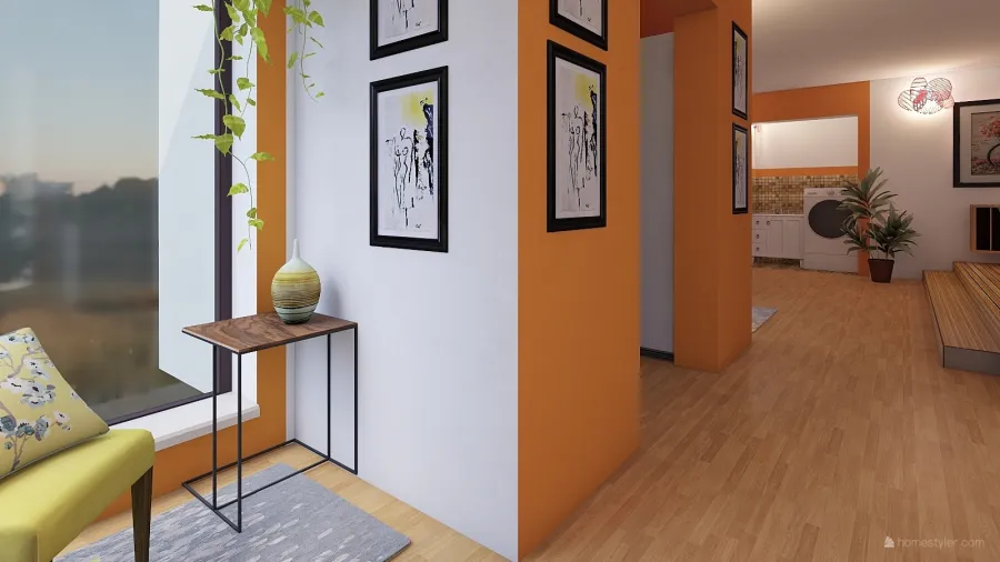 Contemporary CUBE HOUSE  Orange Beige Green 3d design renderings