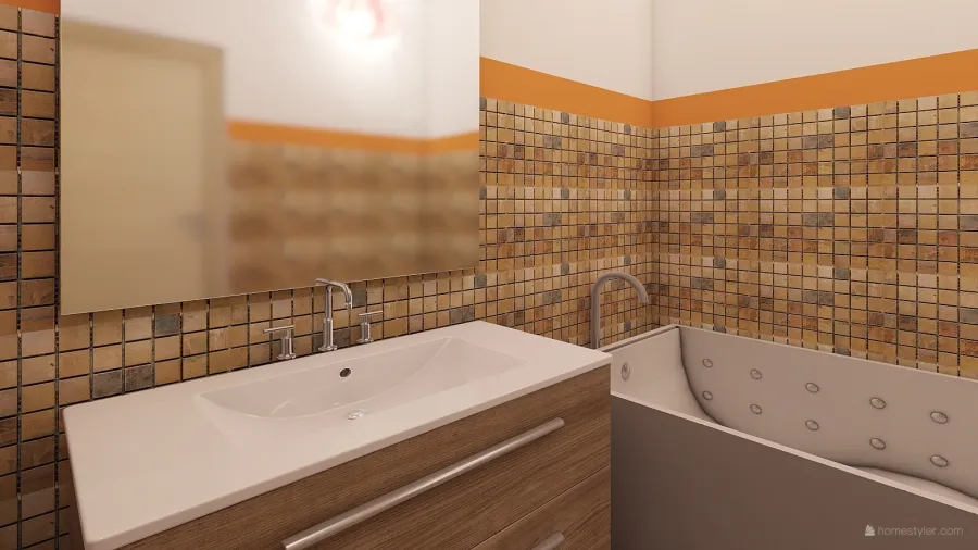 Contemporary CUBE HOUSE  Orange Beige Green 3d design renderings