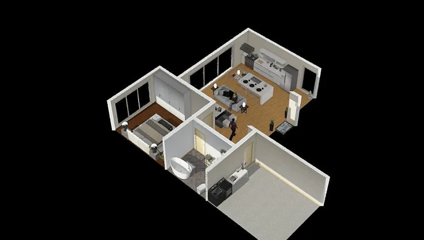 1 Bedroom House 3d design picture 108.01