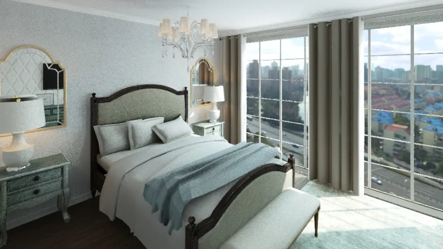 Simplistic European Style Bedroom 3d design renderings