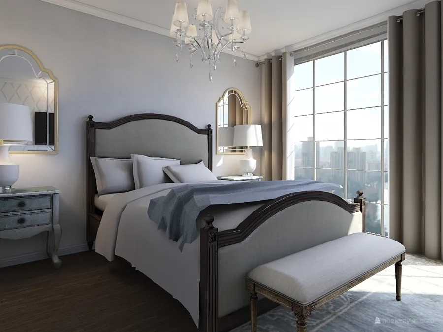 Simplistic European Style Bedroom 3d design renderings